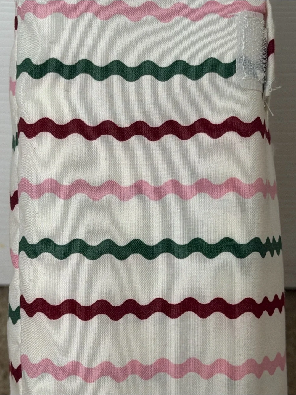 Queen Sheet Set in Off White with Pink, Green & Burgundy Wave Stripes
